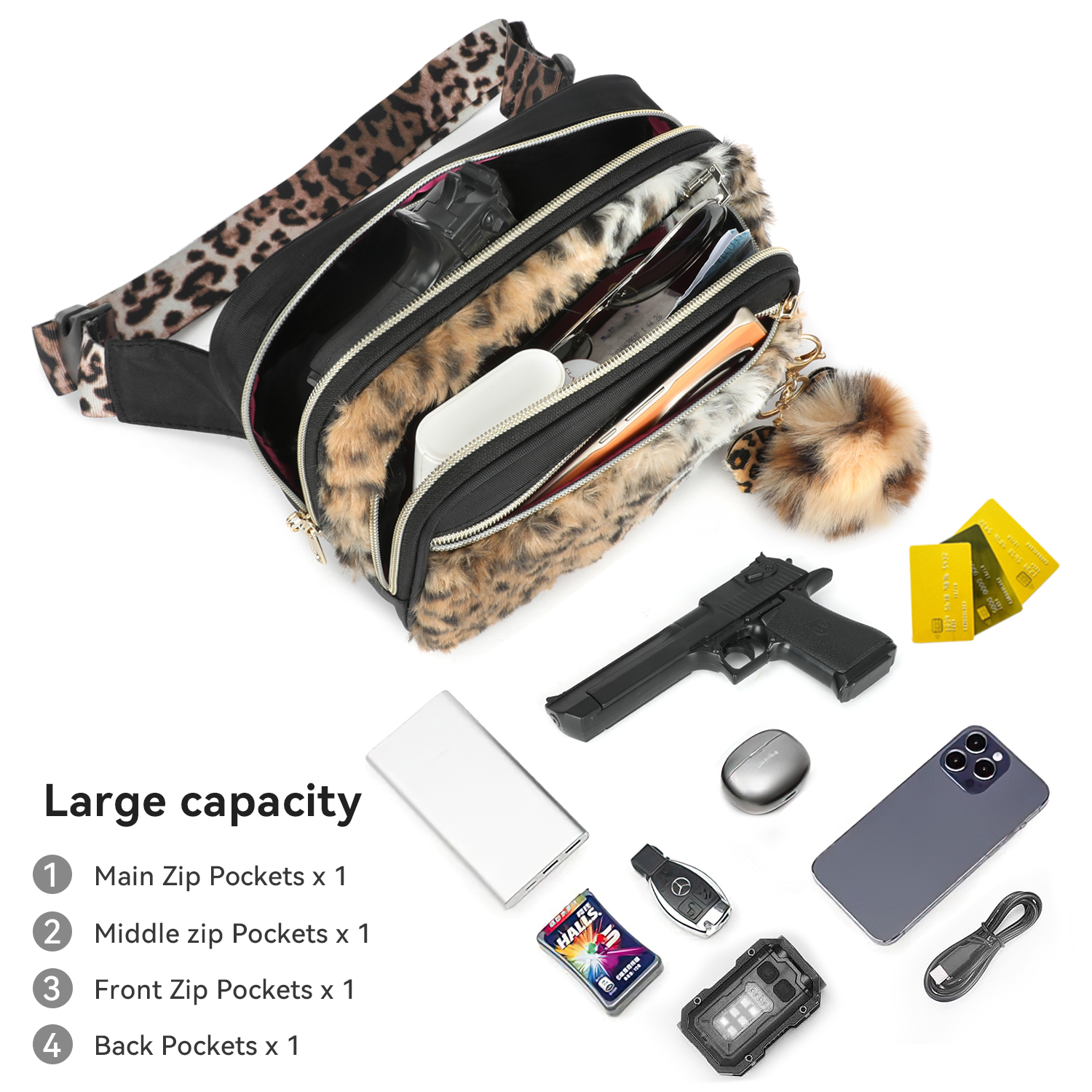 Concealed Carry Fanny Pack - Leopard Fur - Image 5